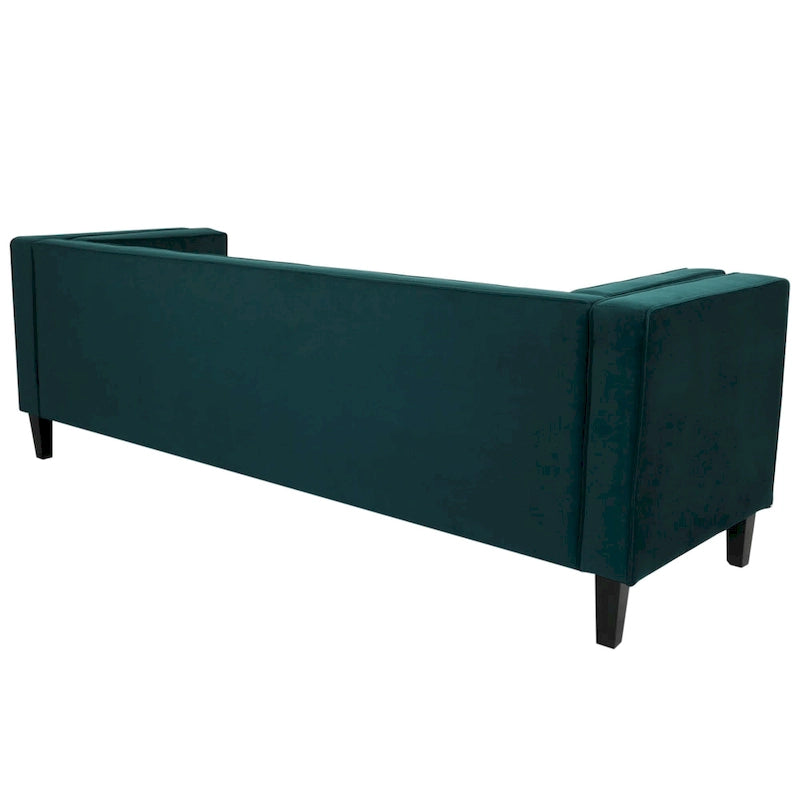 Modern Velvet 3-Seater Sofa with Tufted Waffle Stitch, Low Profile & Solid Wood Legs, 89.75"W 7