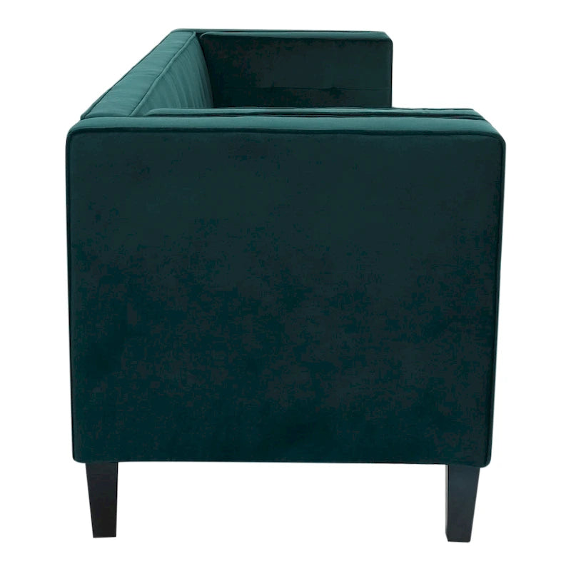 Modern Velvet 3-Seater Sofa with Tufted Waffle Stitch, Low Profile & Solid Wood Legs, 89.75"W 8