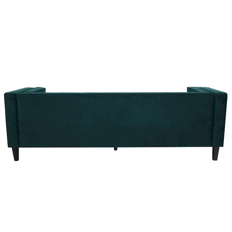 Modern Velvet 3-Seater Sofa with Tufted Waffle Stitch, Low Profile & Solid Wood Legs, 89.75"W 9