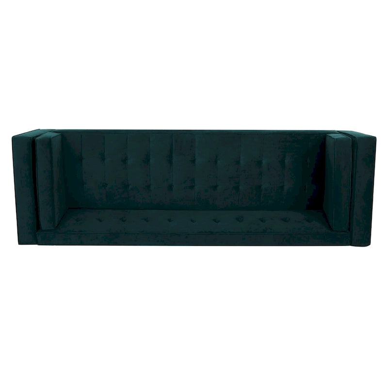 Modern Velvet 3-Seater Sofa with Tufted Waffle Stitch, Low Profile & Solid Wood Legs, 89.75"W 10