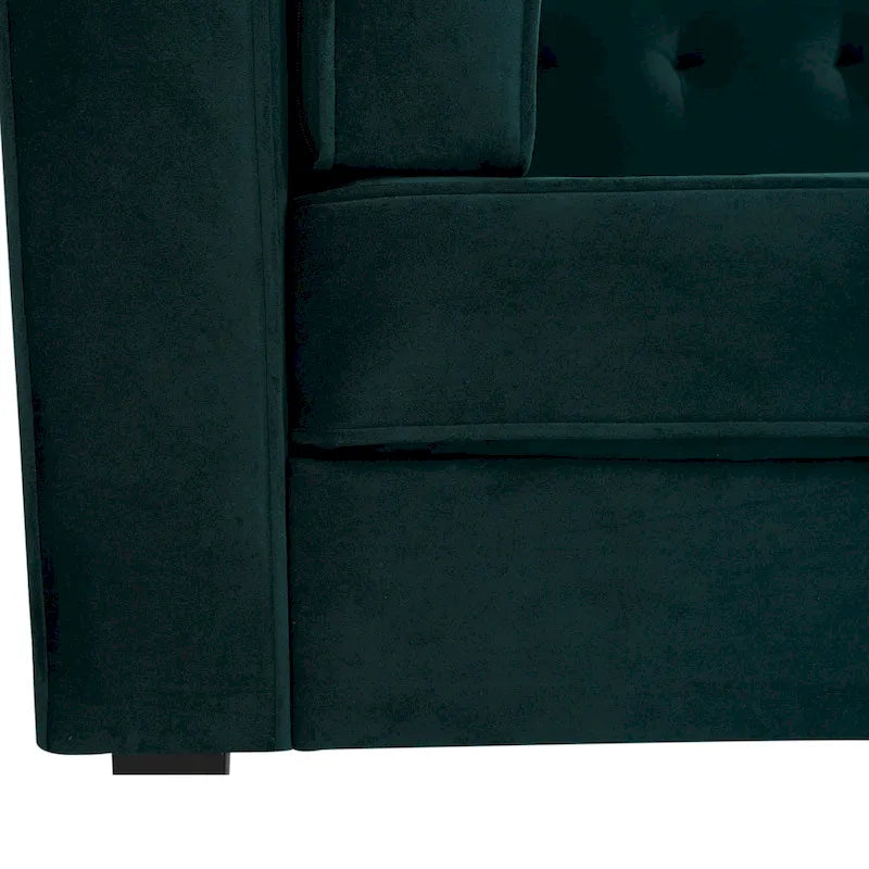 Modern Velvet 3-Seater Sofa with Tufted Waffle Stitch, Low Profile & Solid Wood Legs, 89.75"W 13