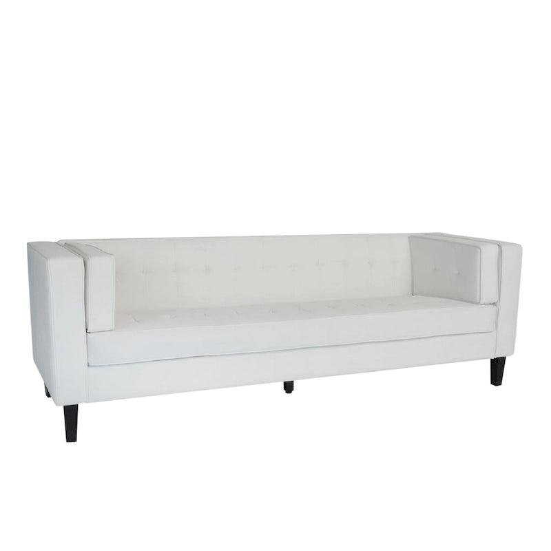 Modern Velvet 3-Seater Sofa with Tufted Waffle Stitch, Low Profile & Solid Wood Legs, 89.75"W 16