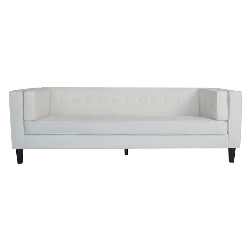 Modern Velvet 3-Seater Sofa with Tufted Waffle Stitch, Low Profile & Solid Wood Legs, 89.75"W 18