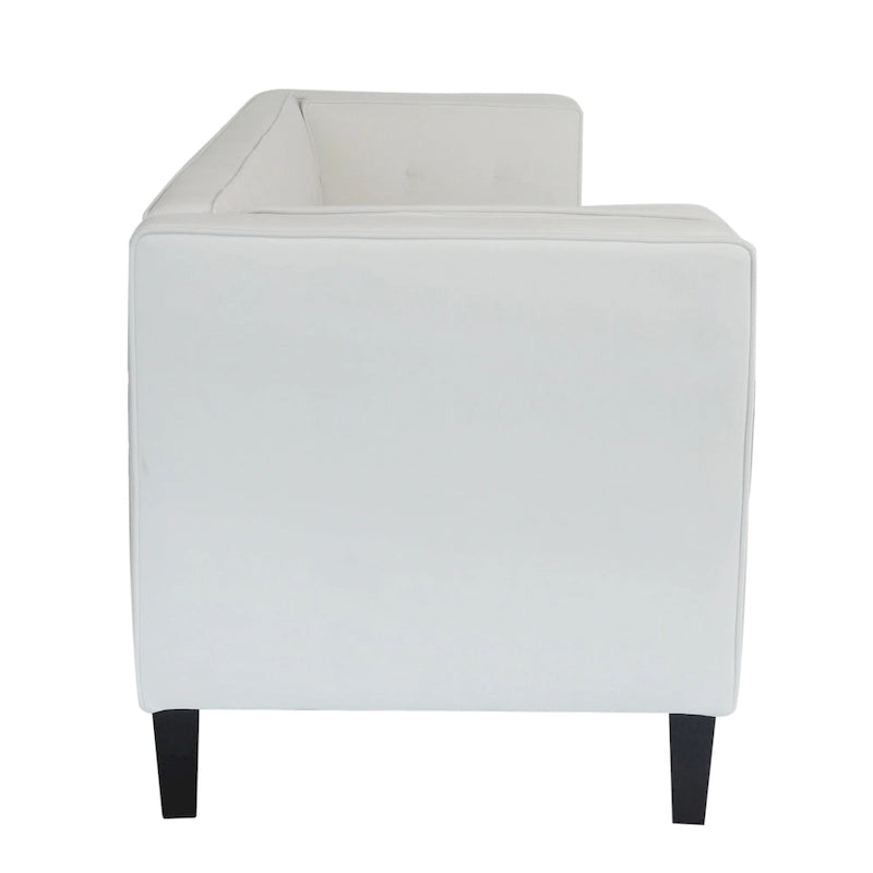 Modern Velvet 3-Seater Sofa with Tufted Waffle Stitch, Low Profile & Solid Wood Legs, 89.75"W 20
