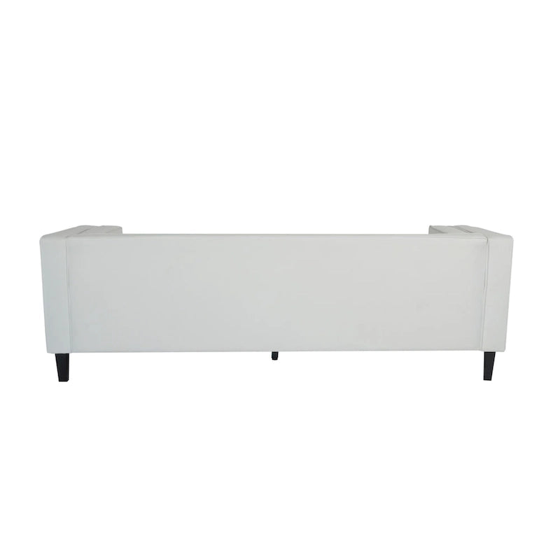 Modern Velvet 3-Seater Sofa with Tufted Waffle Stitch, Low Profile & Solid Wood Legs, 89.75"W 21