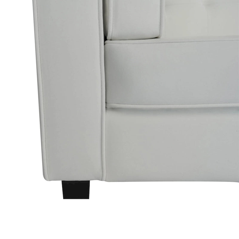 Modern Velvet 3-Seater Sofa with Tufted Waffle Stitch, Low Profile & Solid Wood Legs, 89.75"W 24