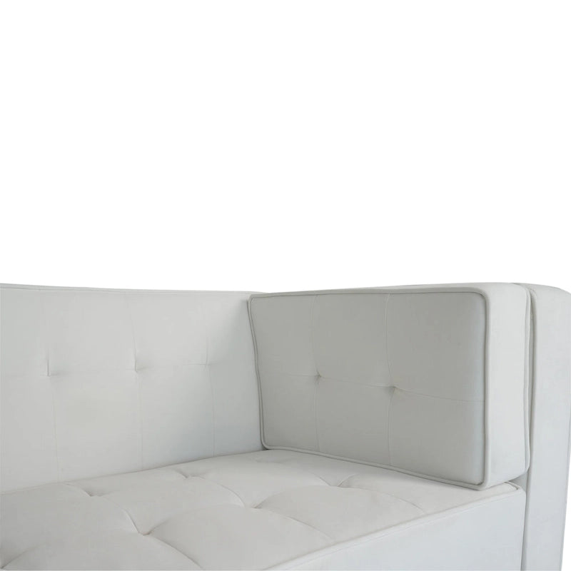 Modern Velvet 3-Seater Sofa with Tufted Waffle Stitch, Low Profile & Solid Wood Legs, 89.75"W 25