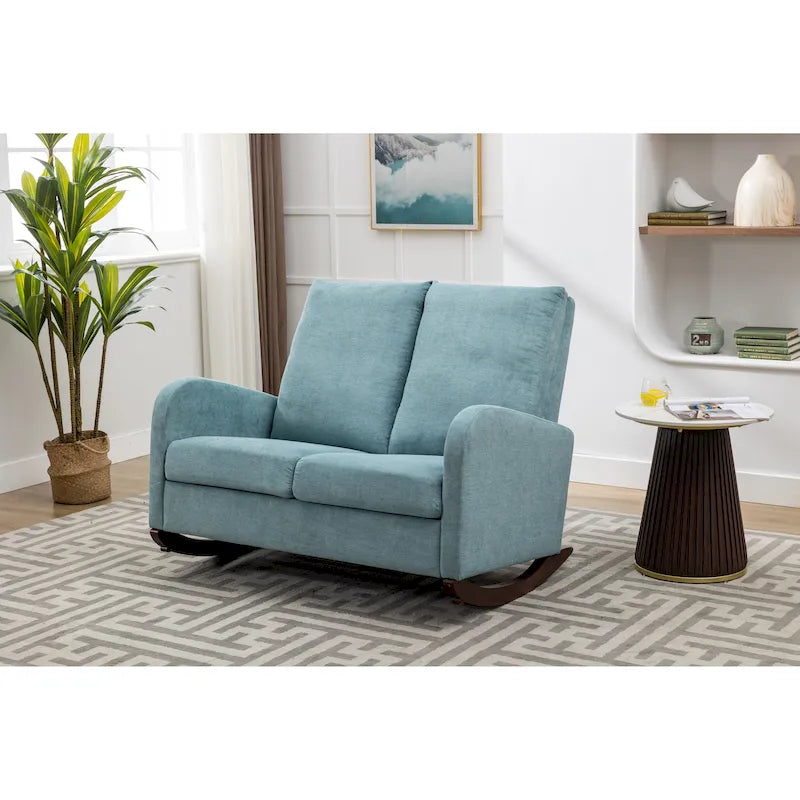 Rocking Chair Upholstered Mid Century Modern Rocker Oversized Wingback Armchair for Living Room 20