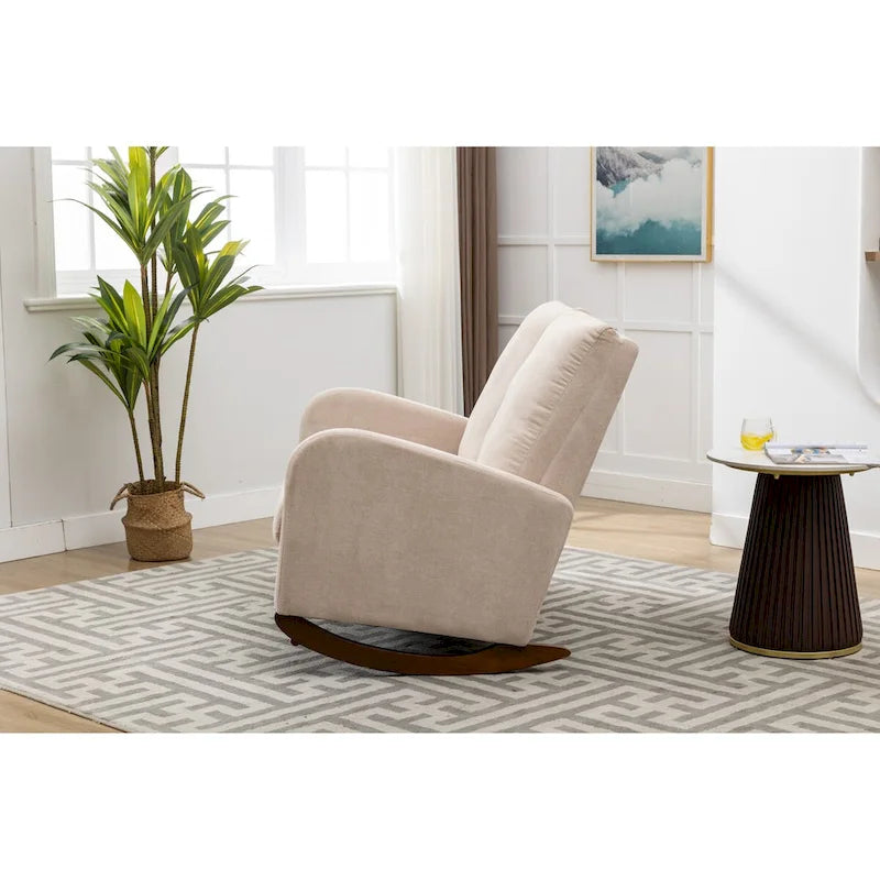 Rocking Chair Upholstered Mid Century Modern Rocker Oversized Wingback Armchair for Living Room 3
