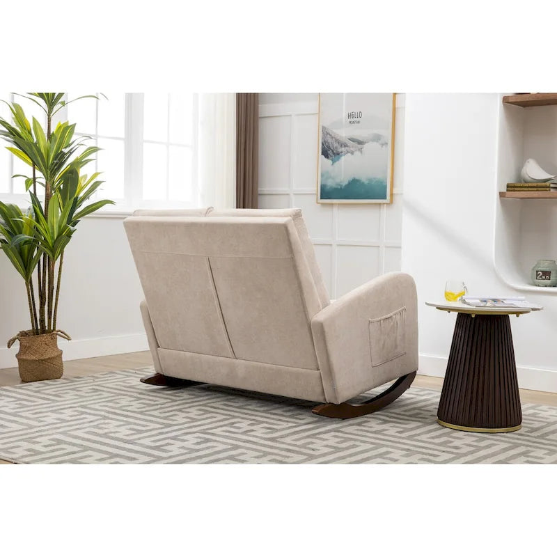 Rocking Chair Upholstered Mid Century Modern Rocker Oversized Wingback Armchair for Living Room 4