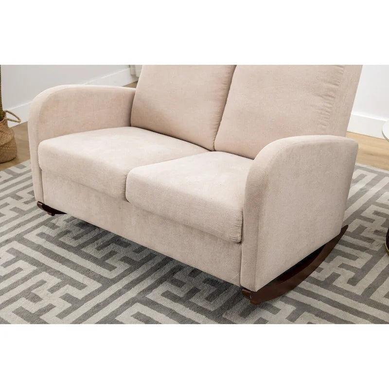 Rocking Chair Upholstered Mid Century Modern Rocker Oversized Wingback Armchair for Living Room 5