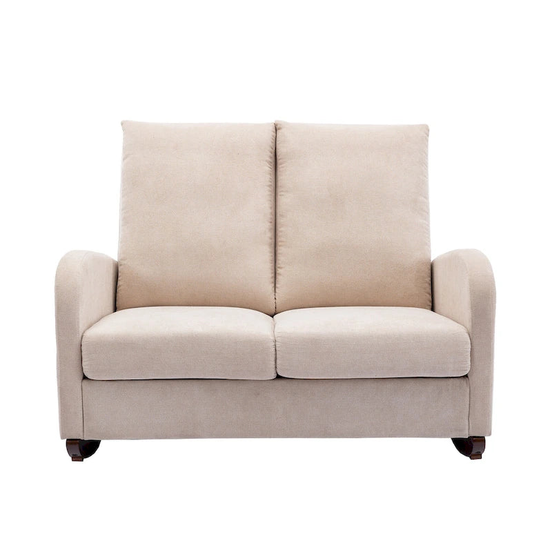 Rocking Chair Upholstered Mid Century Modern Rocker Oversized Wingback Armchair for Living Room 9