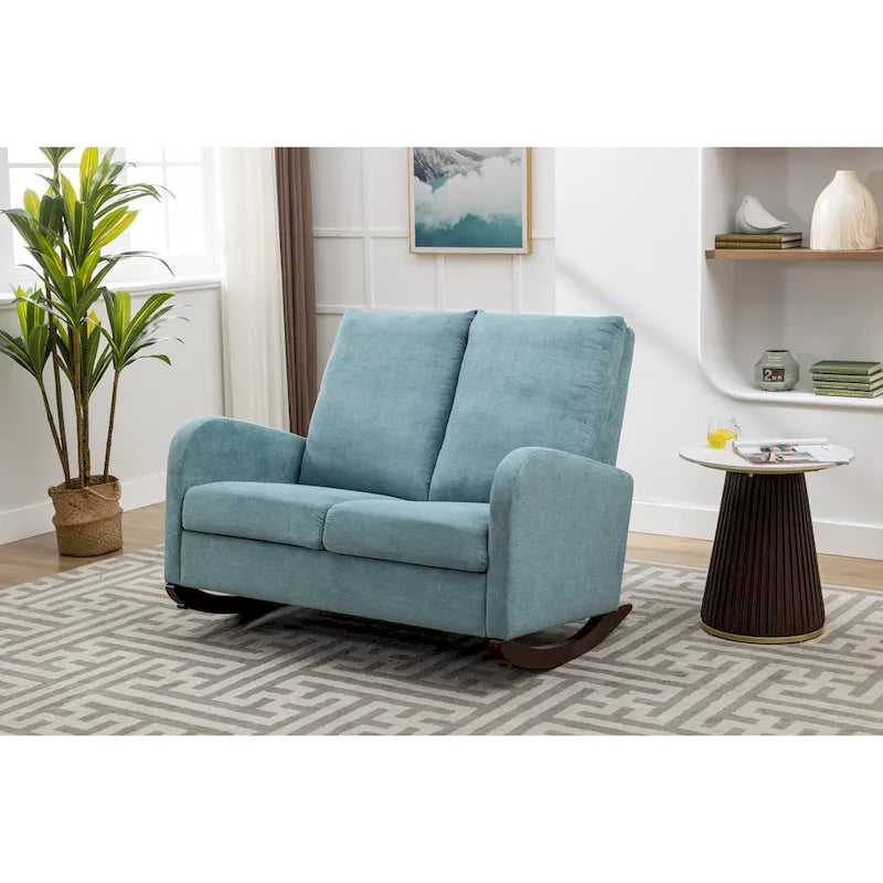 Rocking Chair Upholstered Mid Century Modern Rocker Oversized Wingback Armchair for Living Room 10