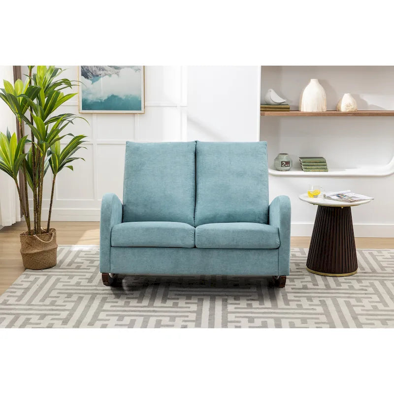 Rocking Chair Upholstered Mid Century Modern Rocker Oversized Wingback Armchair for Living Room 11