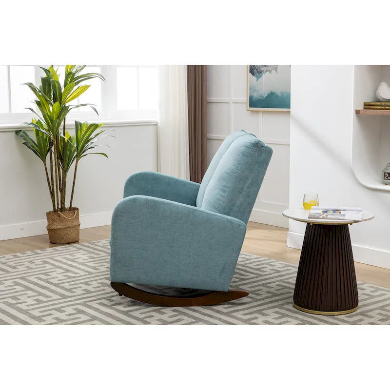 Rocking Chair Upholstered Mid Century Modern Rocker Oversized Wingback Armchair for Living Room 12