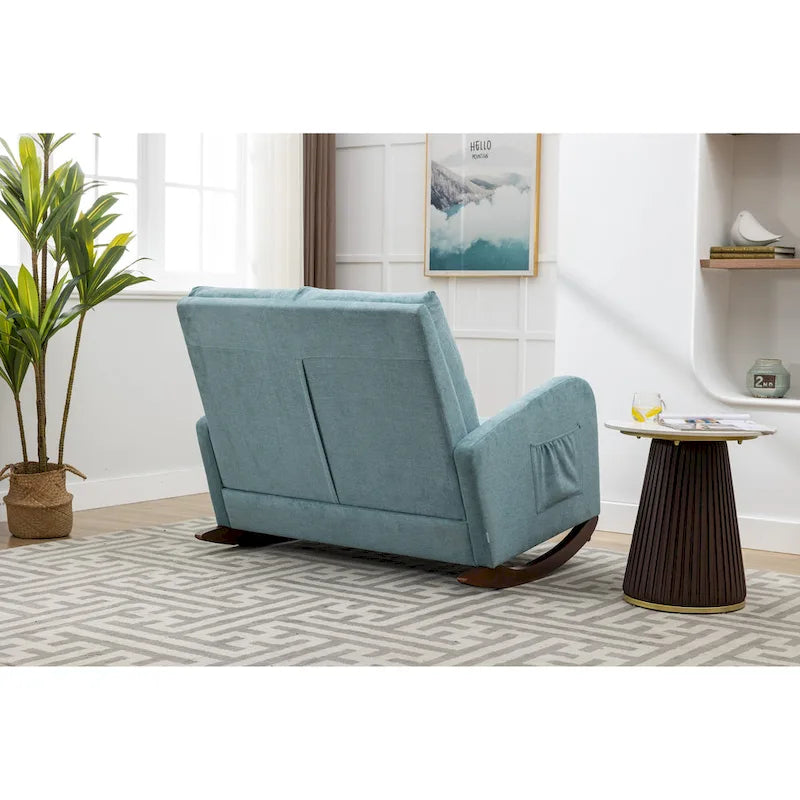 Rocking Chair Upholstered Mid Century Modern Rocker Oversized Wingback Armchair for Living Room 13