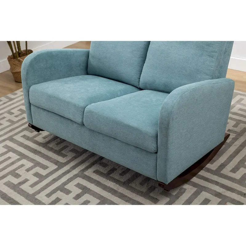 Rocking Chair Upholstered Mid Century Modern Rocker Oversized Wingback Armchair for Living Room 17