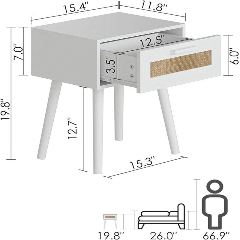 Bedroom Nightstands Wooden Night Stands - 11.81D x 15.35W x 19.69H 7