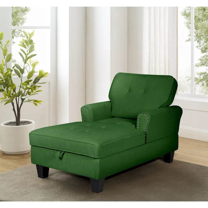 Chaise Lounge Indoor Sleeper Sofa Bed Chair Upholstered Lounge Chair for Bedroom Living Room with Rivets Blue 8