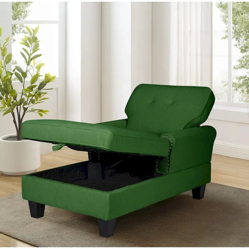 Chaise Lounge Indoor Sleeper Sofa Bed Chair Upholstered Lounge Chair for Bedroom Living Room with Rivets Blue 6