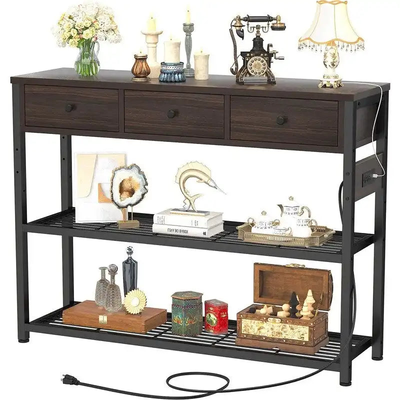 47 Entryway Table with Outlets and USB Ports - 11.8D x 47.2W x 31.8H 3