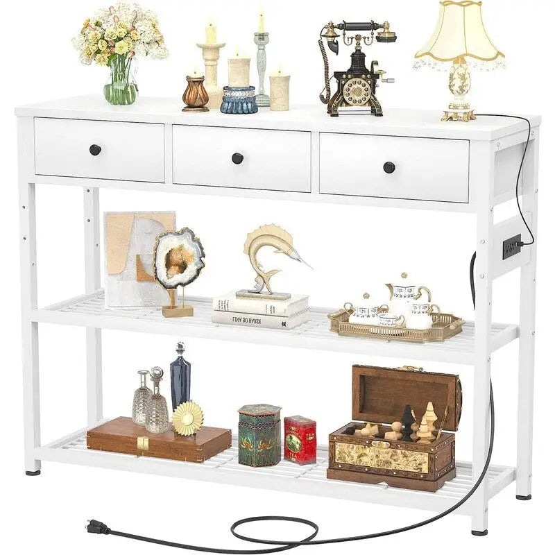 47 Entryway Table with Outlets and USB Ports - 11.8D x 47.2W x 31.8H 4