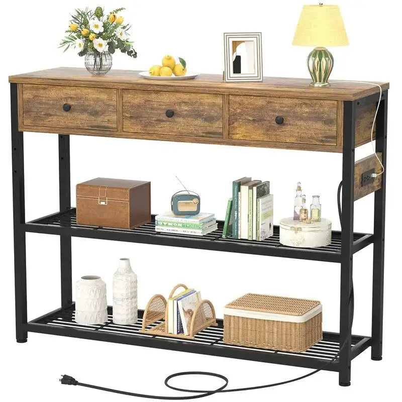 47 Entryway Table with Outlets and USB Ports - 11.8D x 47.2W x 31.8H 5