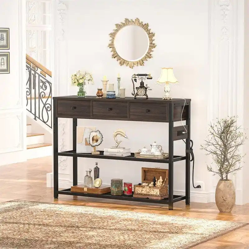 47 Entryway Table with Outlets and USB Ports - 11.8D x 47.2W x 31.8H 6