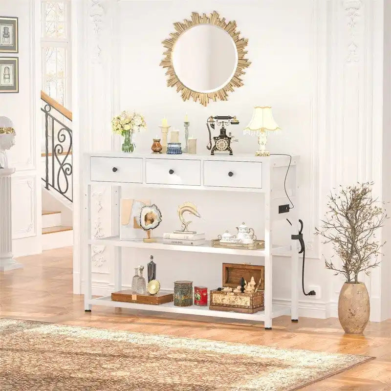 47 Entryway Table with Outlets and USB Ports - 11.8D x 47.2W x 31.8H 11