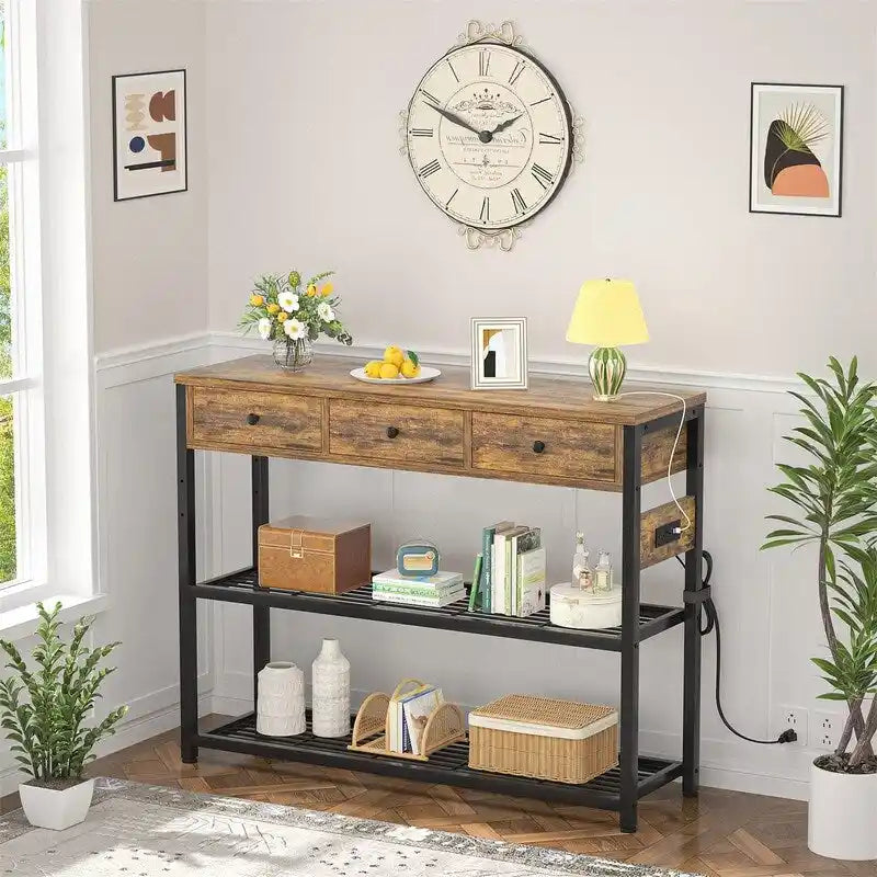 47 Entryway Table with Outlets and USB Ports - 11.8D x 47.2W x 31.8H 15