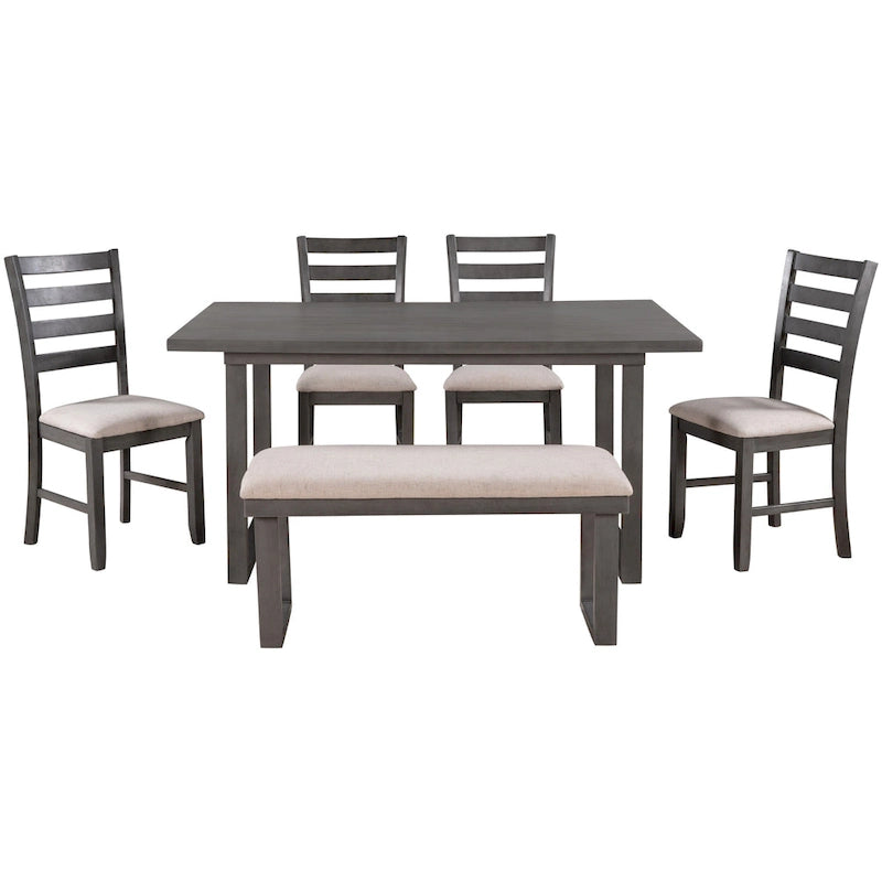 5-piece Farmhouse Dining Set Rectangular Table Chair 10