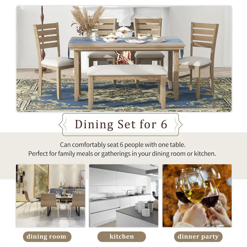 5-piece Farmhouse Dining Set Rectangular Table Chair 27
