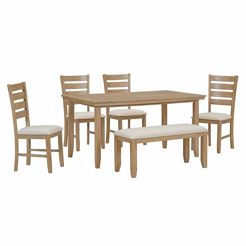 5-piece Farmhouse Dining Set Rectangular Table Chair 31