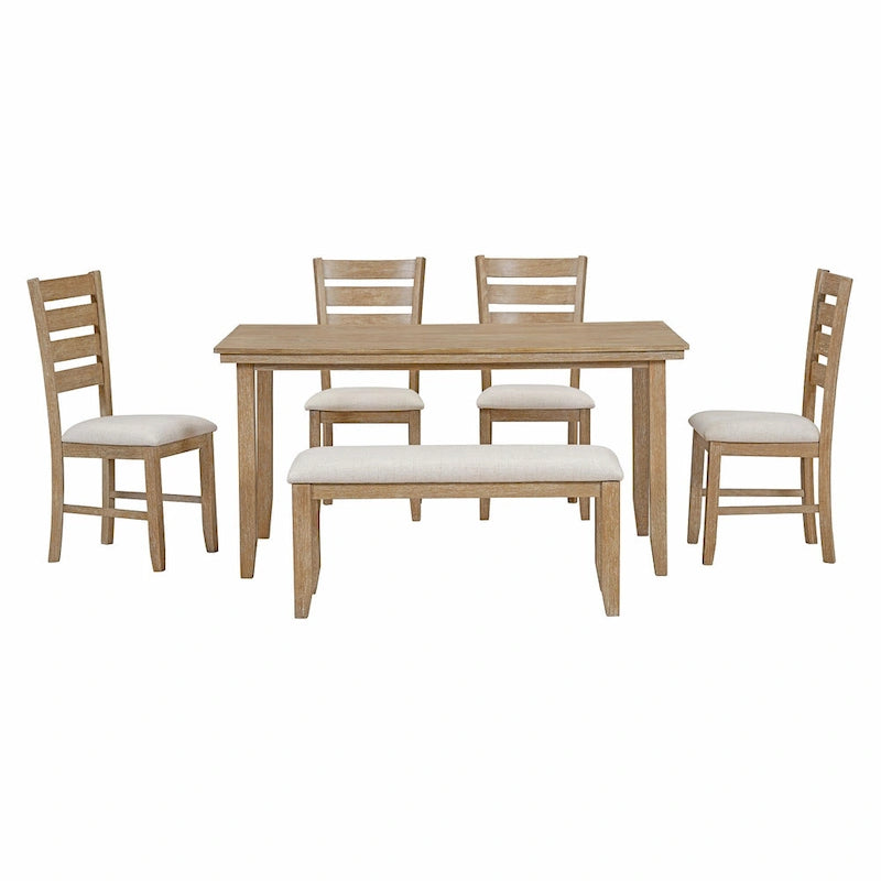 5-piece Farmhouse Dining Set Rectangular Table Chair 32